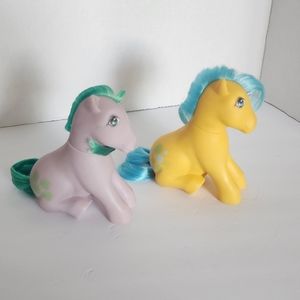 Vintage 1980s G1 My Little Pony Sitting Ponies Set "Bubbles" & "Seashell"